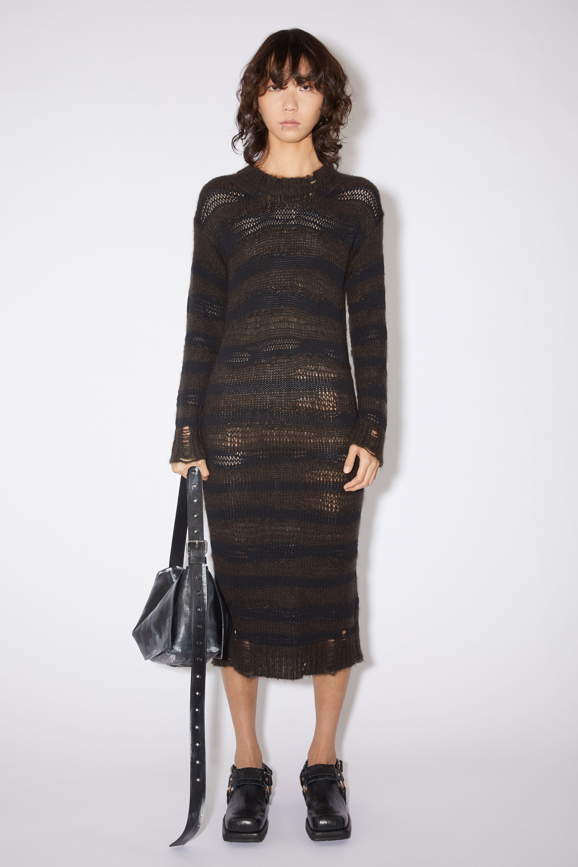 Mohair blend dress - Warm Charcoal Grey/Black - 2