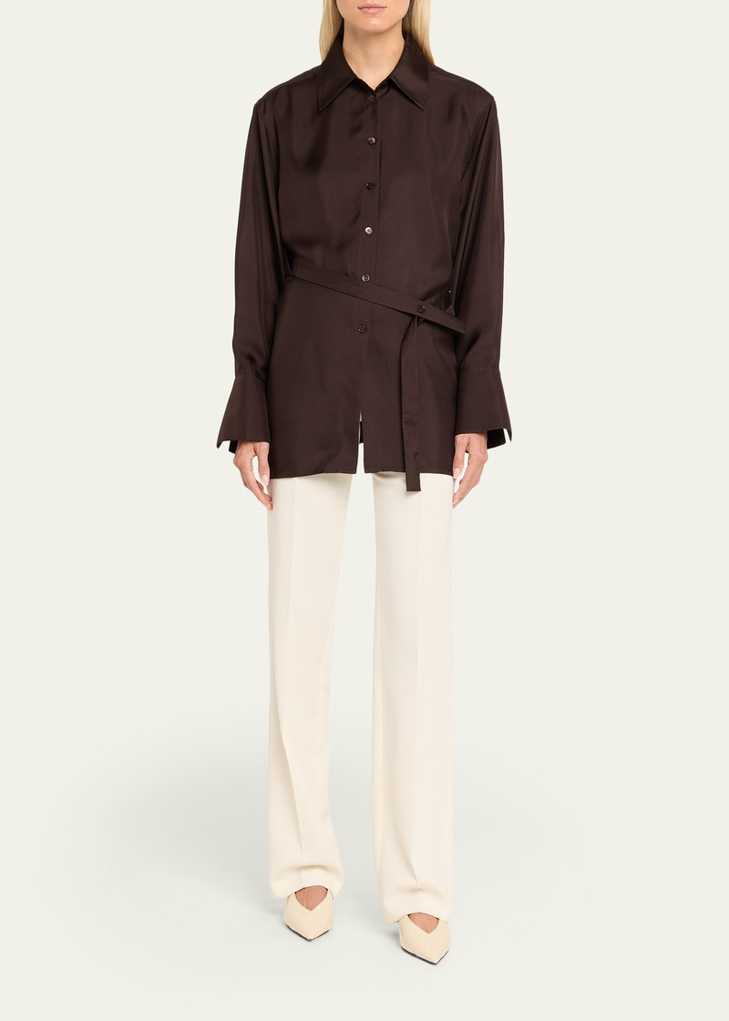 RÓHE Long-Sleeve Deconstructed Silk Shirt outlook