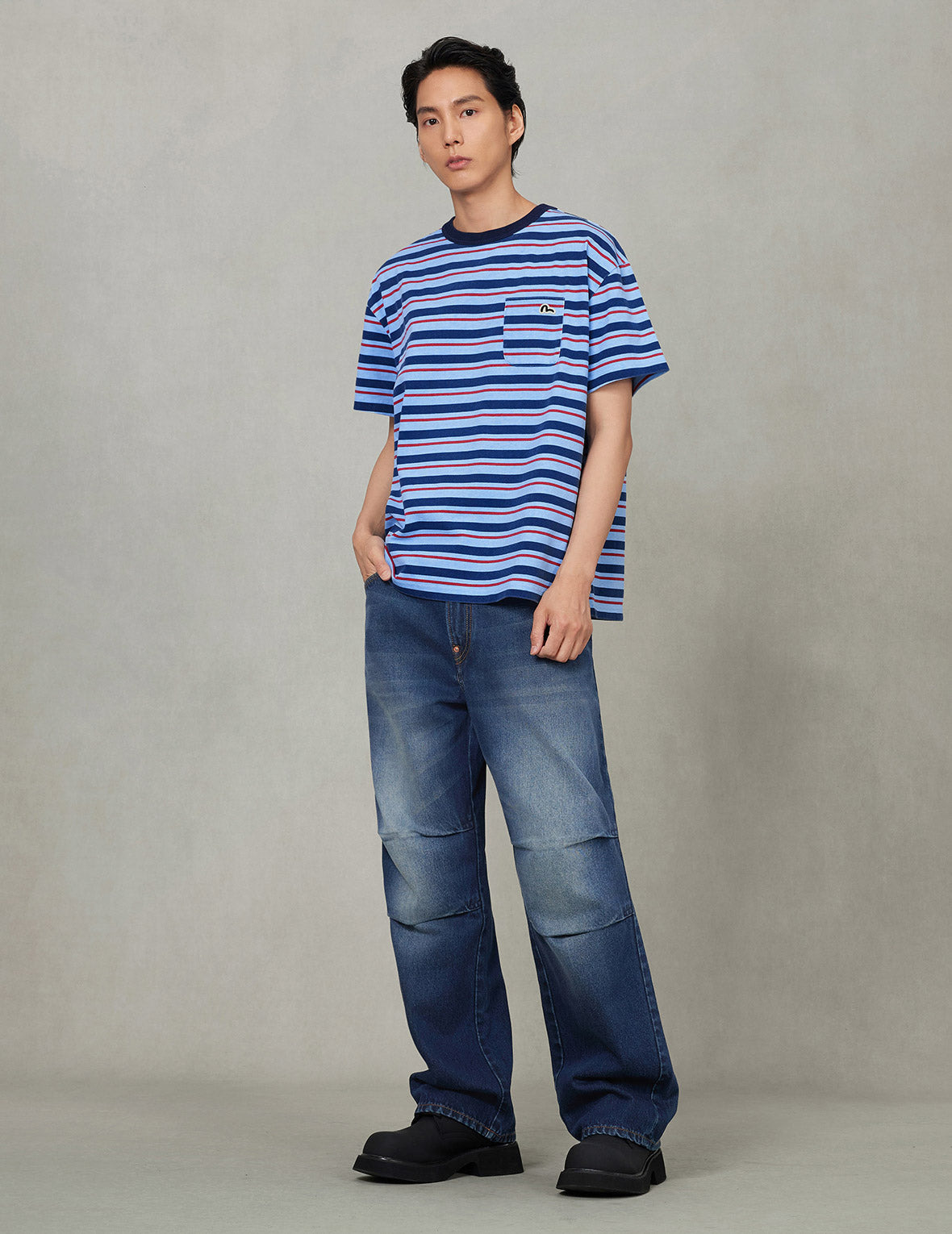 Hand-Drawn Seagull Print 3D Fit Jeans - 9