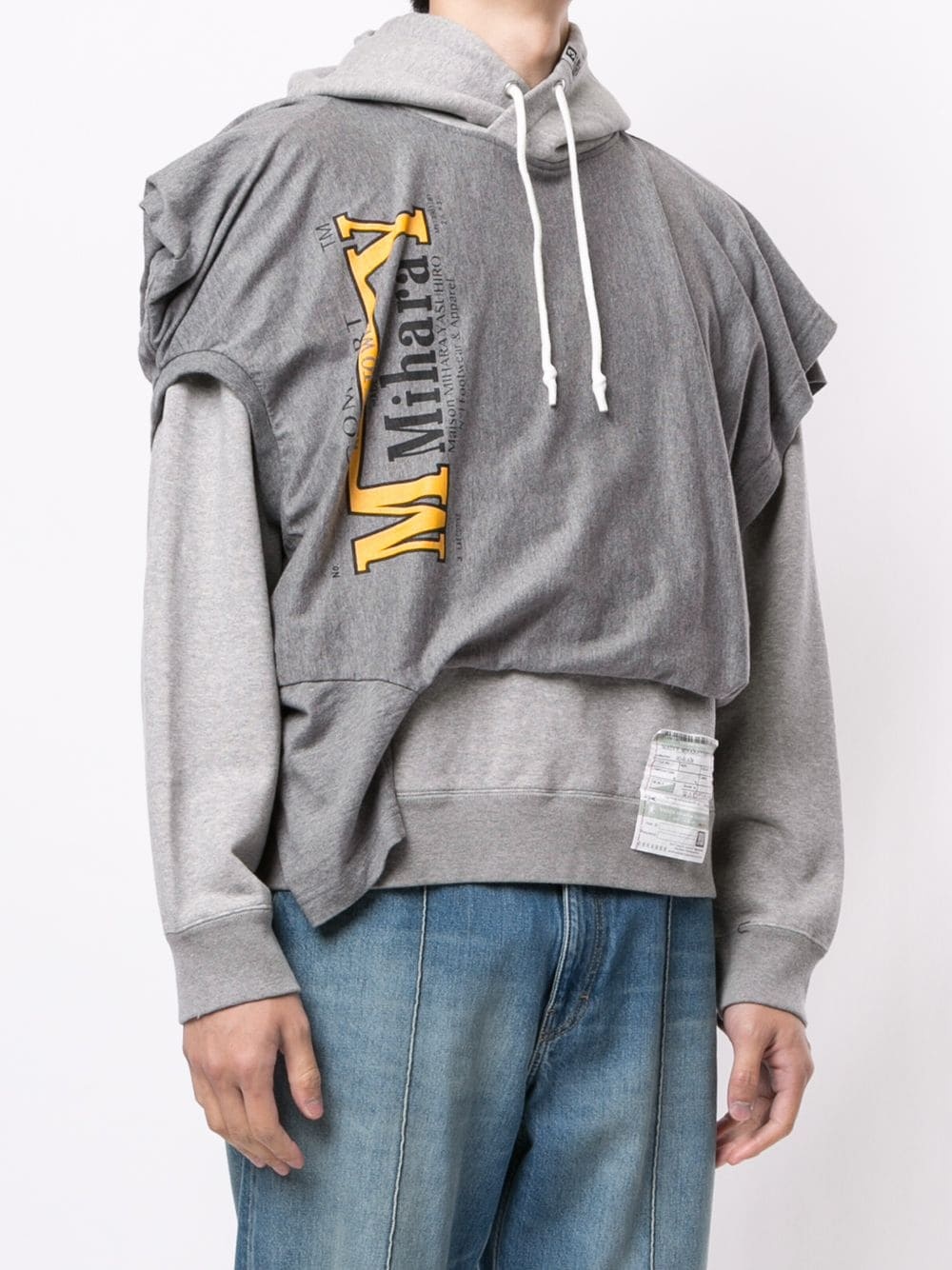 layered cotton hoodie - 3