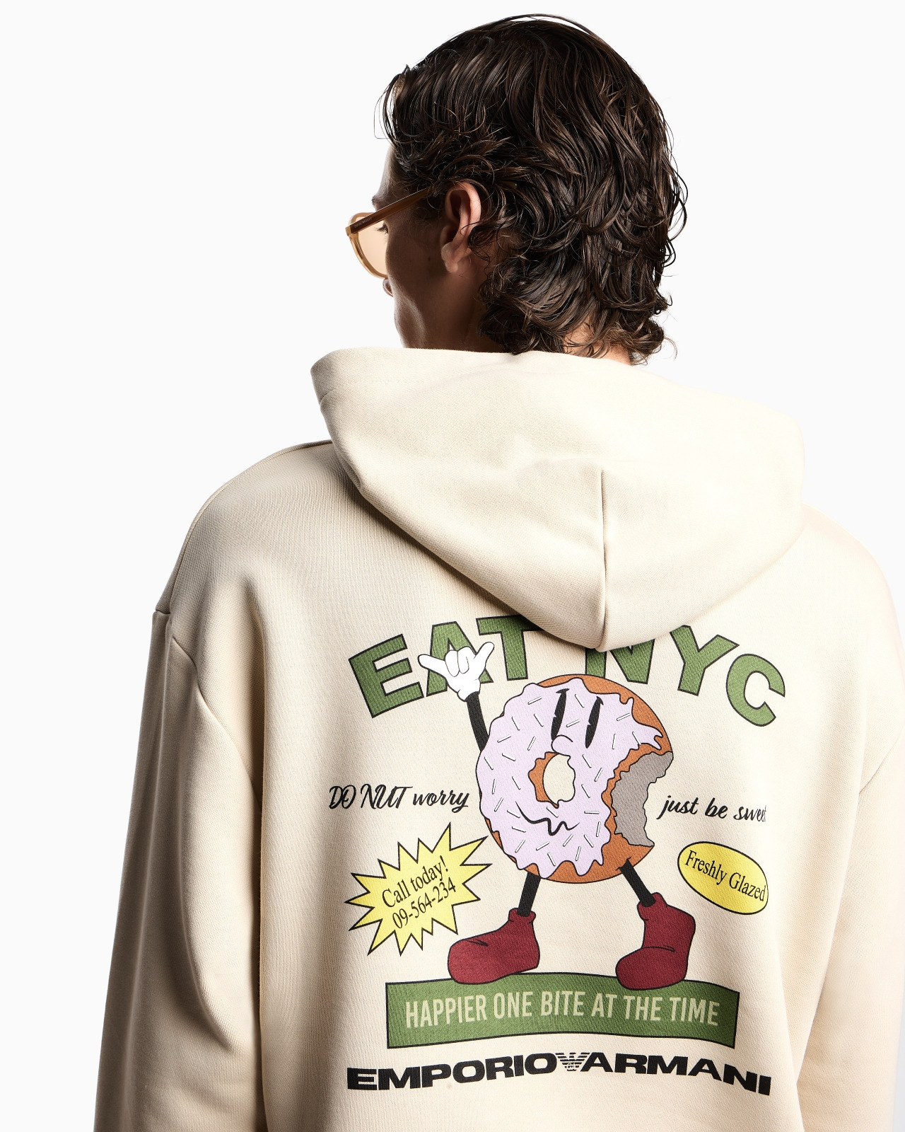 NEW YORK CAPSULE COLLECTION EAT NYC PRINT JERSEY HOODED SWEATSHIRT - 6