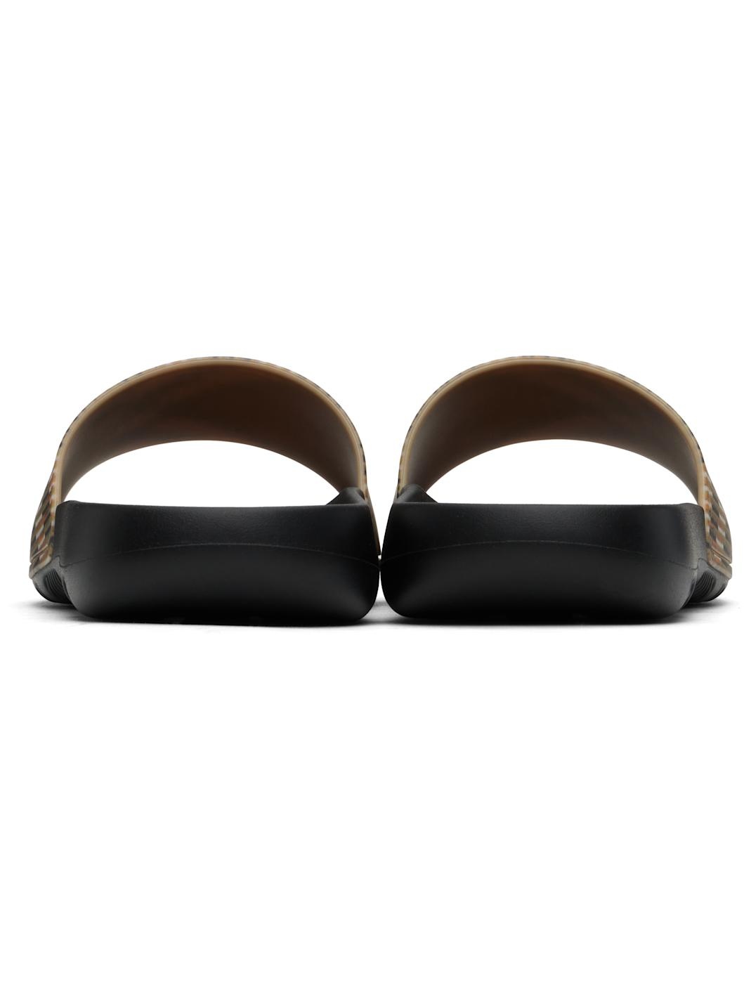 Beige & Black Check Dive Pool Slides - 2