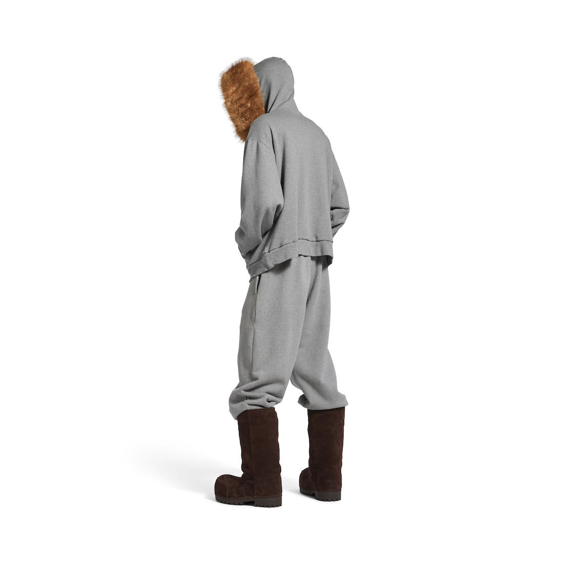 Men's Luxury Script Oversized Zip-up Hoodie in Dark Heather Grey - 4