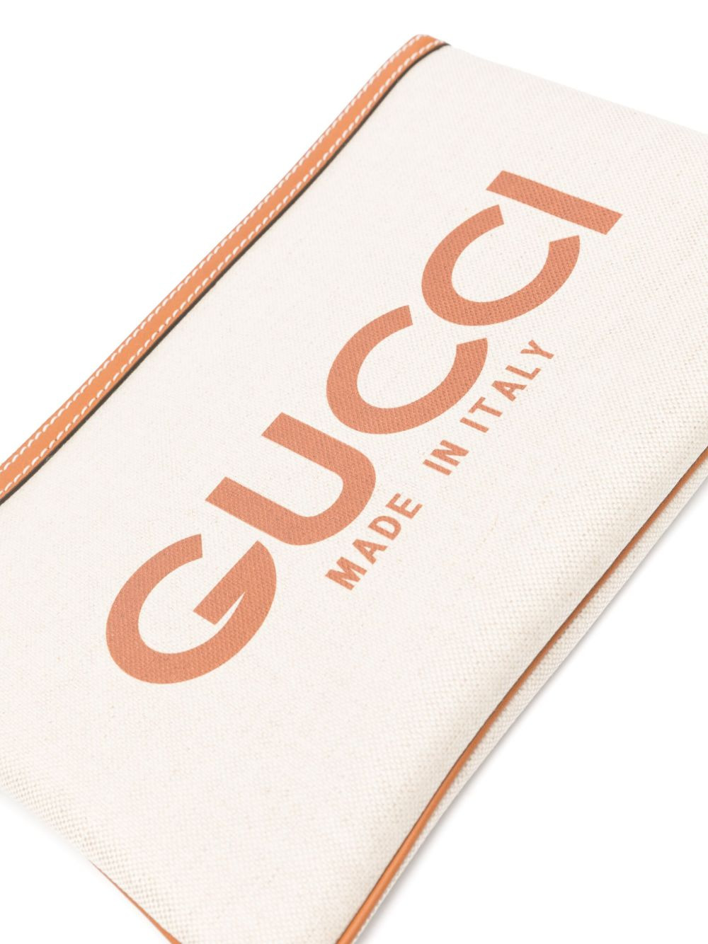 logo-print canvas clutch bag - 3