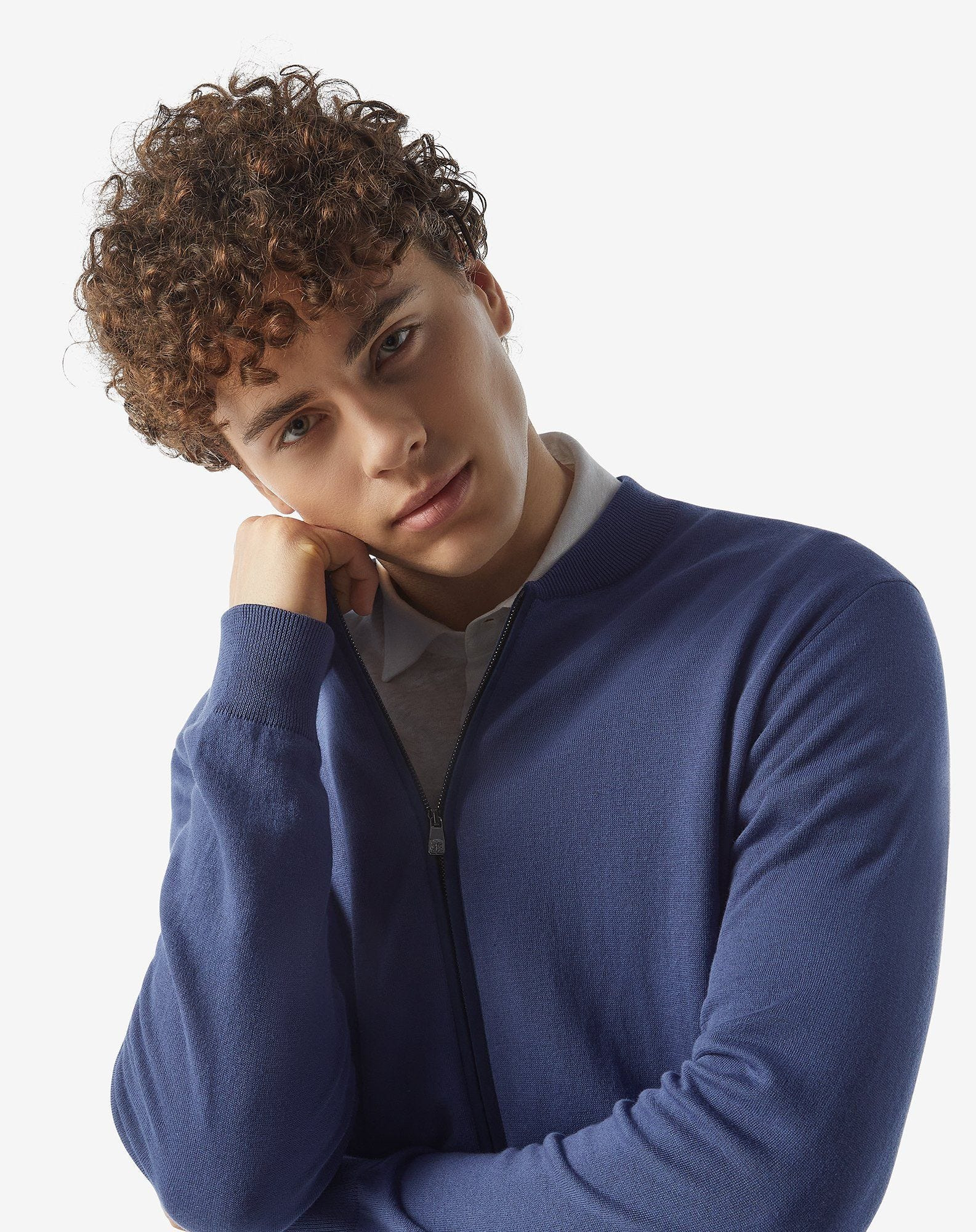 Blue cotton and linen knitwear - 4