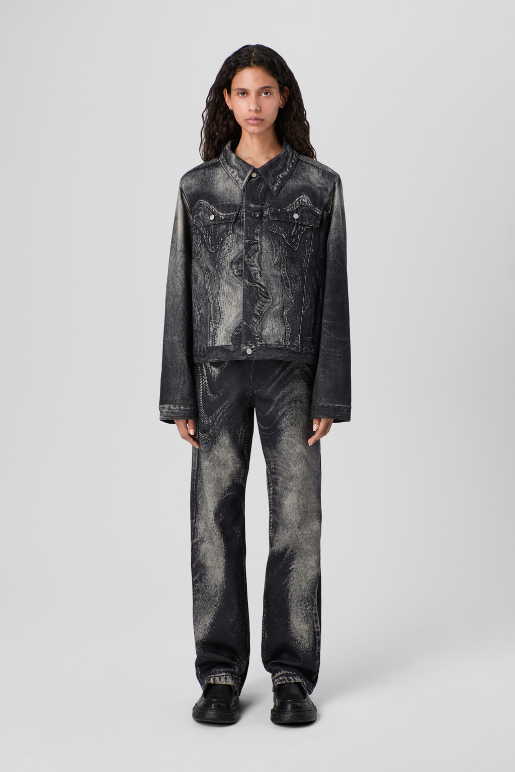 Black-Gray Denim Jacket - 4
