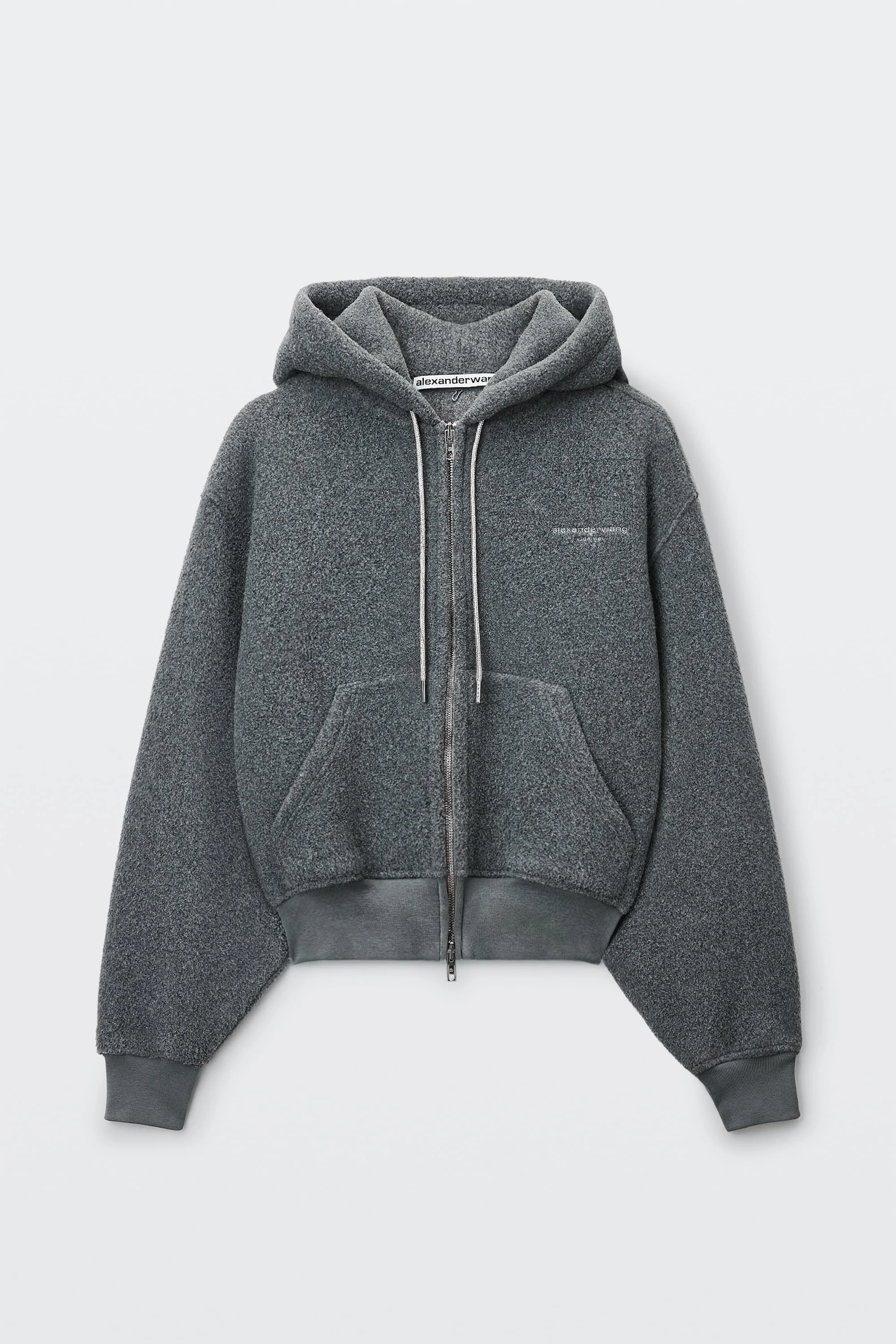CRYSTAL DRAWCORD SHRUNKEN ZIP-UP HOODIE - 1