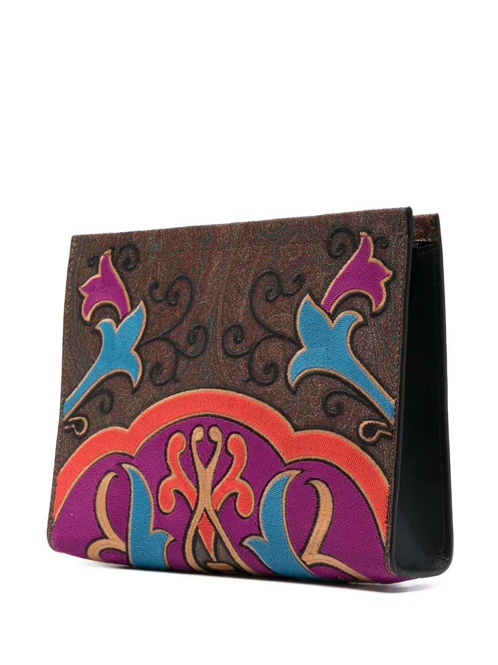 embroidered-pattern clutch bag - 3