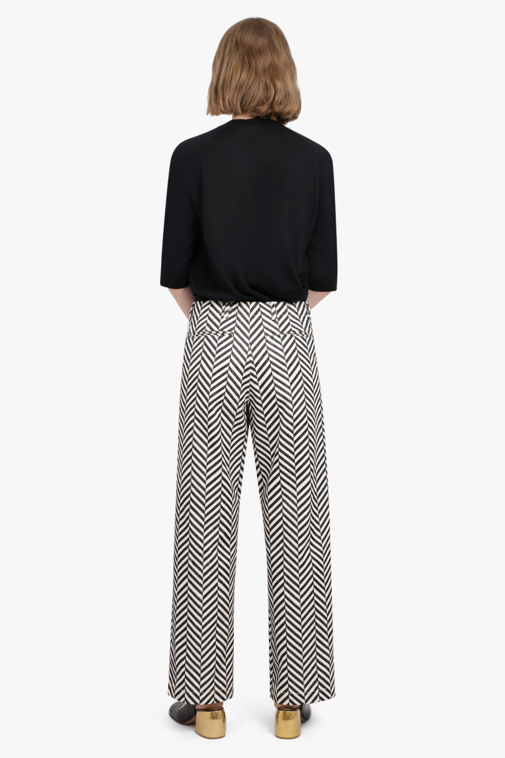 CHEVRON PATTERNED PANTS | BLACK/OFF WHITE - 4