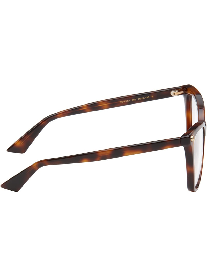 GUCCI Brown Light Acetate GG Cat Eye Glasses outlook