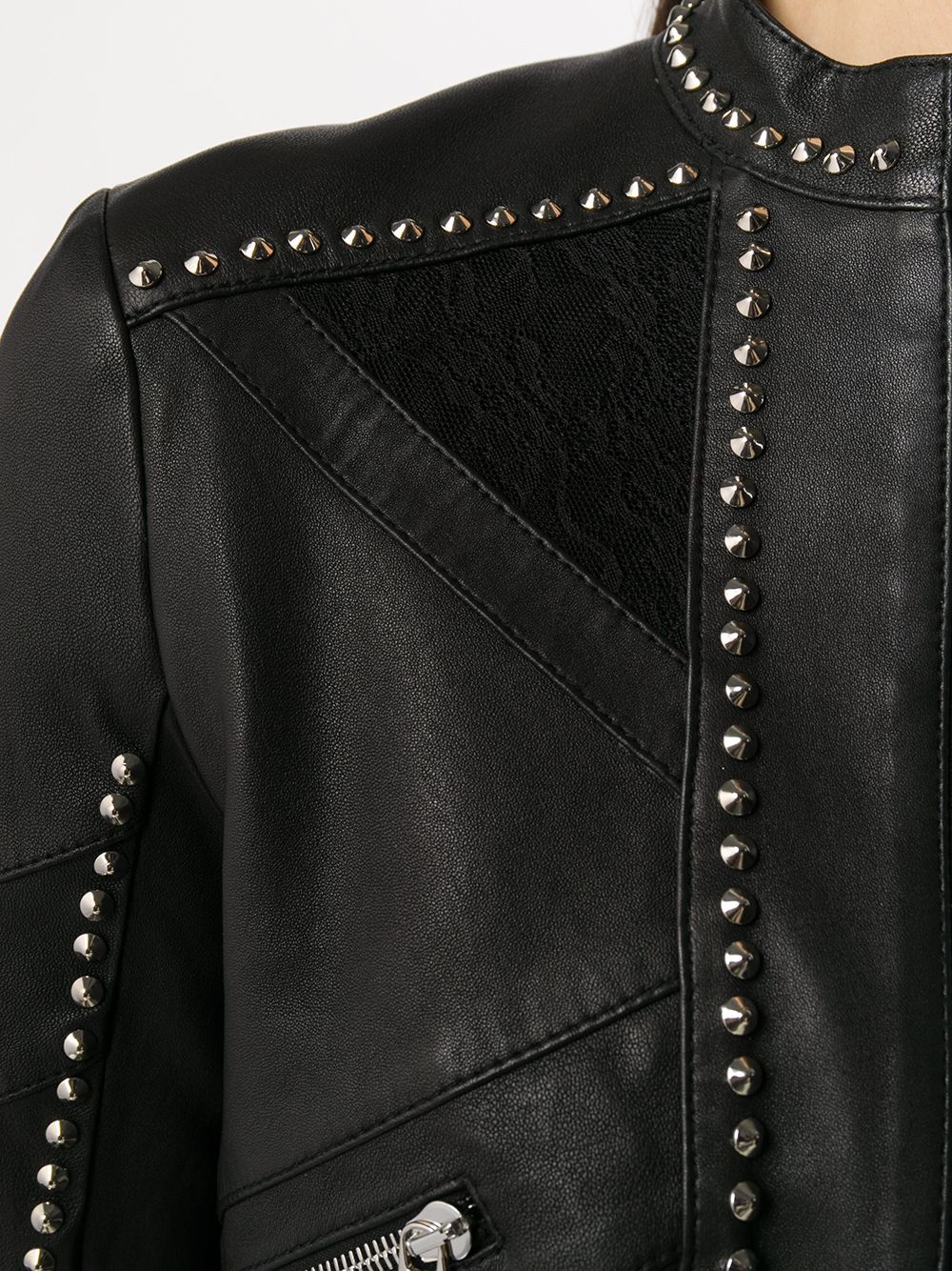 studded cropped biker jacket - 5