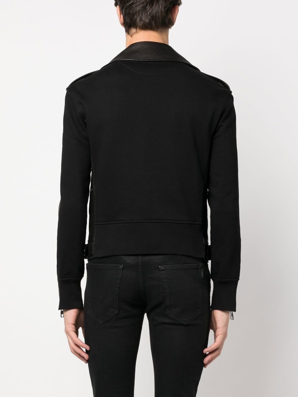 leather-trim biker jacket - 4