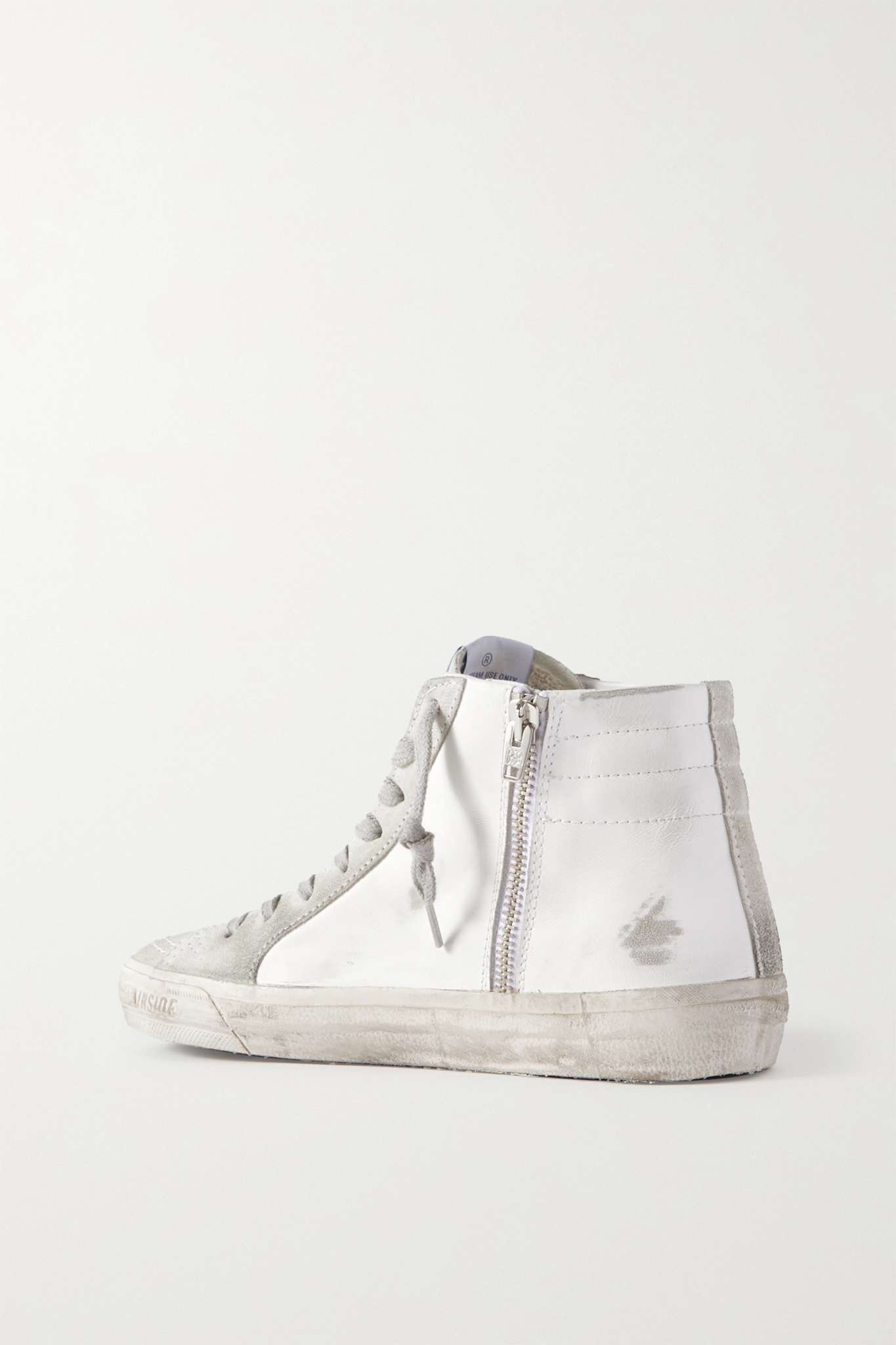 Slide distressed suede and leather high-top sneakers - 3