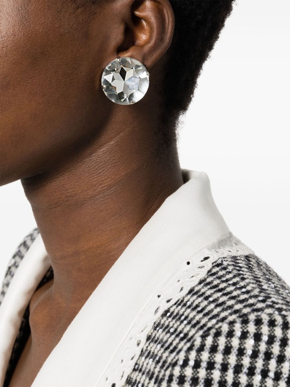 crystal-embellishment clip-on earrings - 2