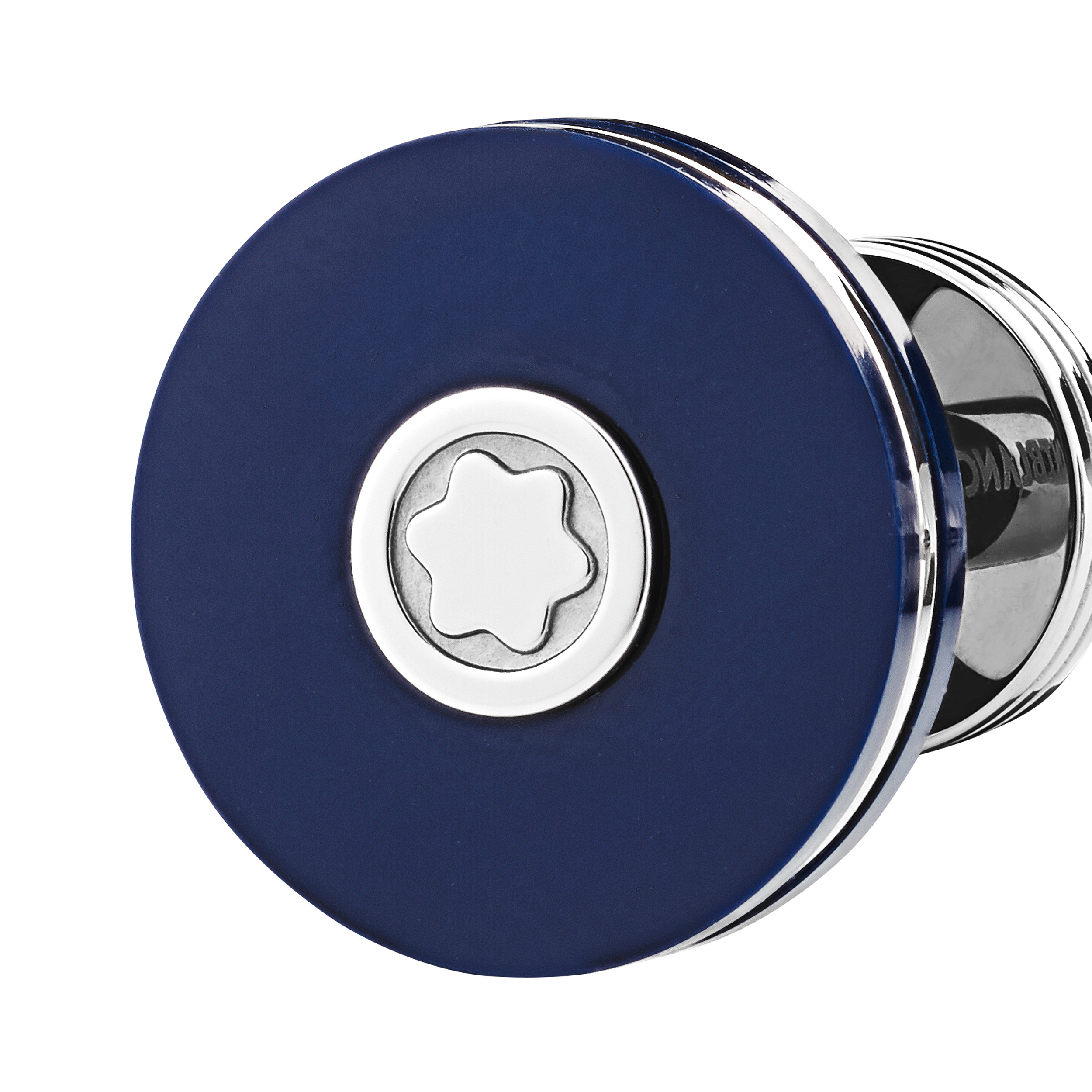 Cufflinks, round in stainless steel with blue resin - 3