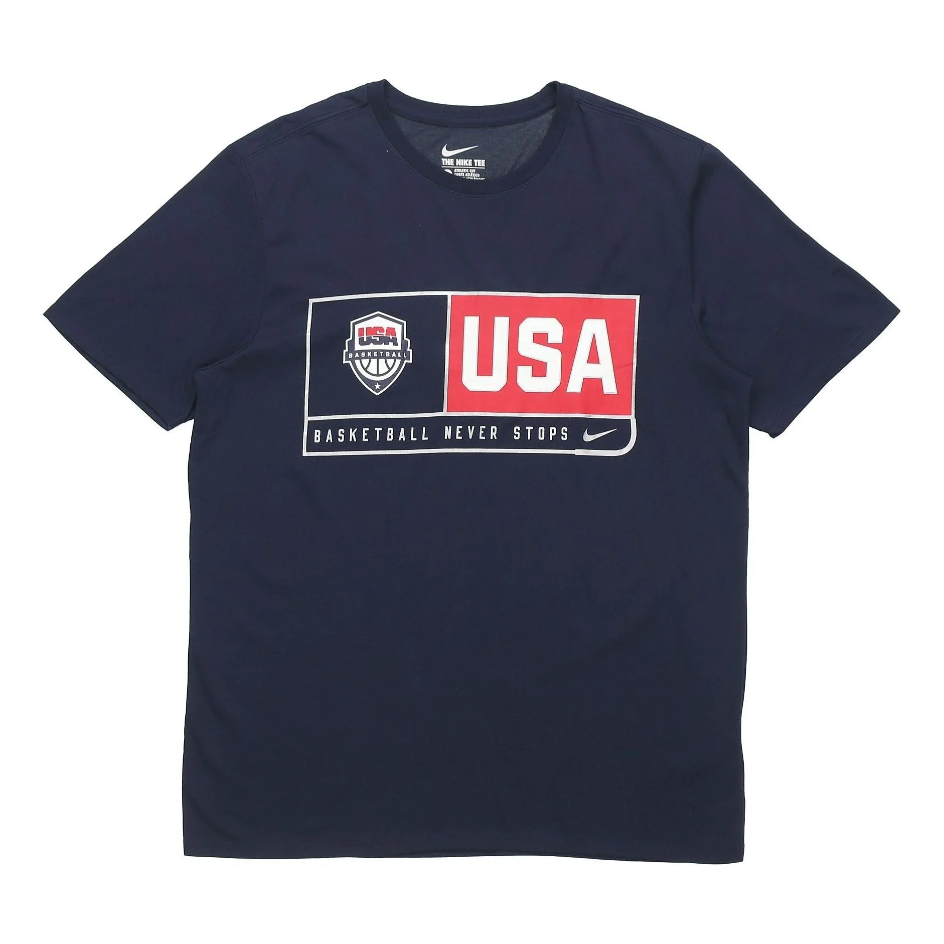 Nike Basketball Training Sports Printing Round Neck Short Sleeve Navy Blue Dark blue 768826-451 - 1