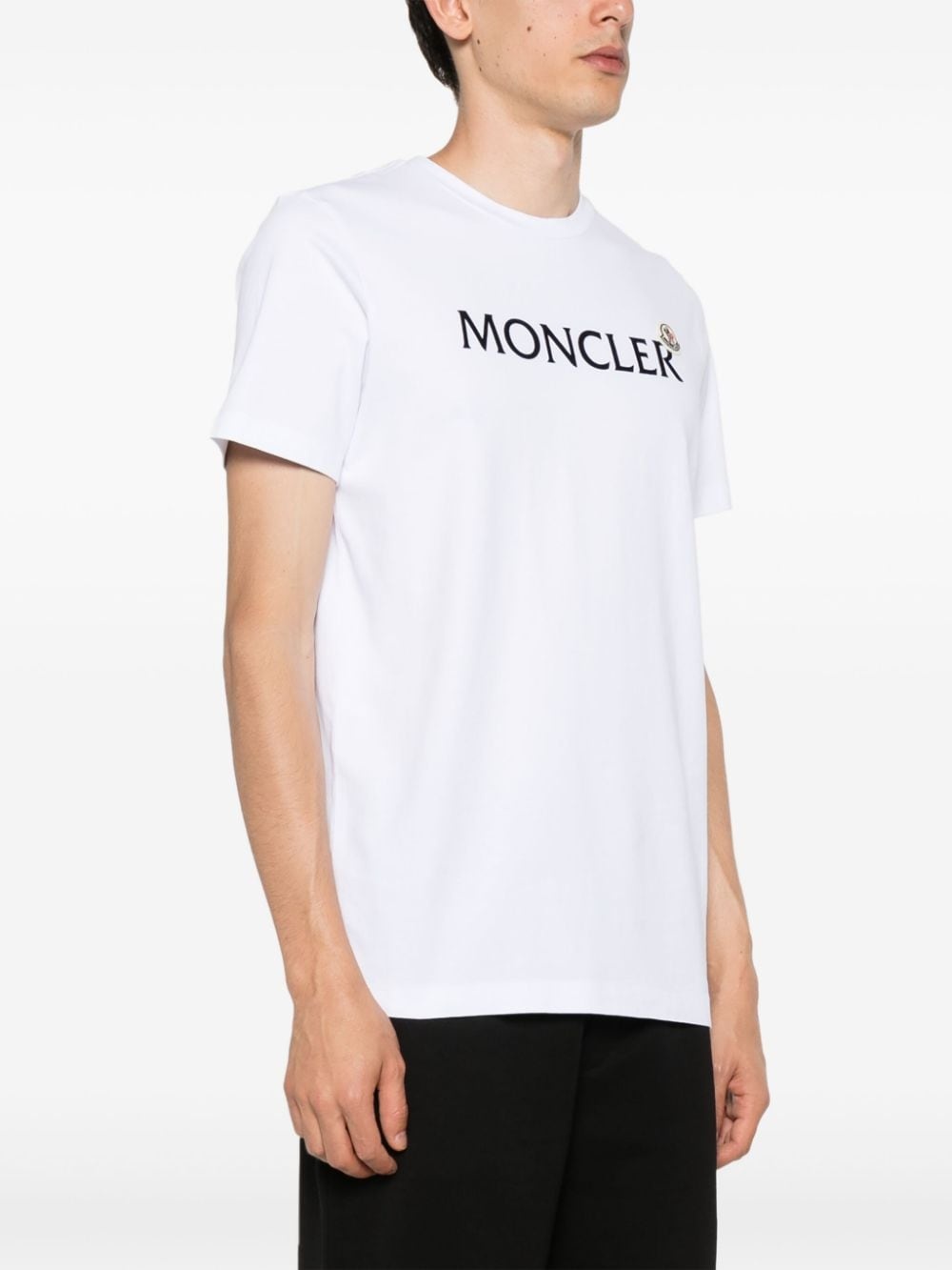 flocked-logo cotton T-shirt - 3