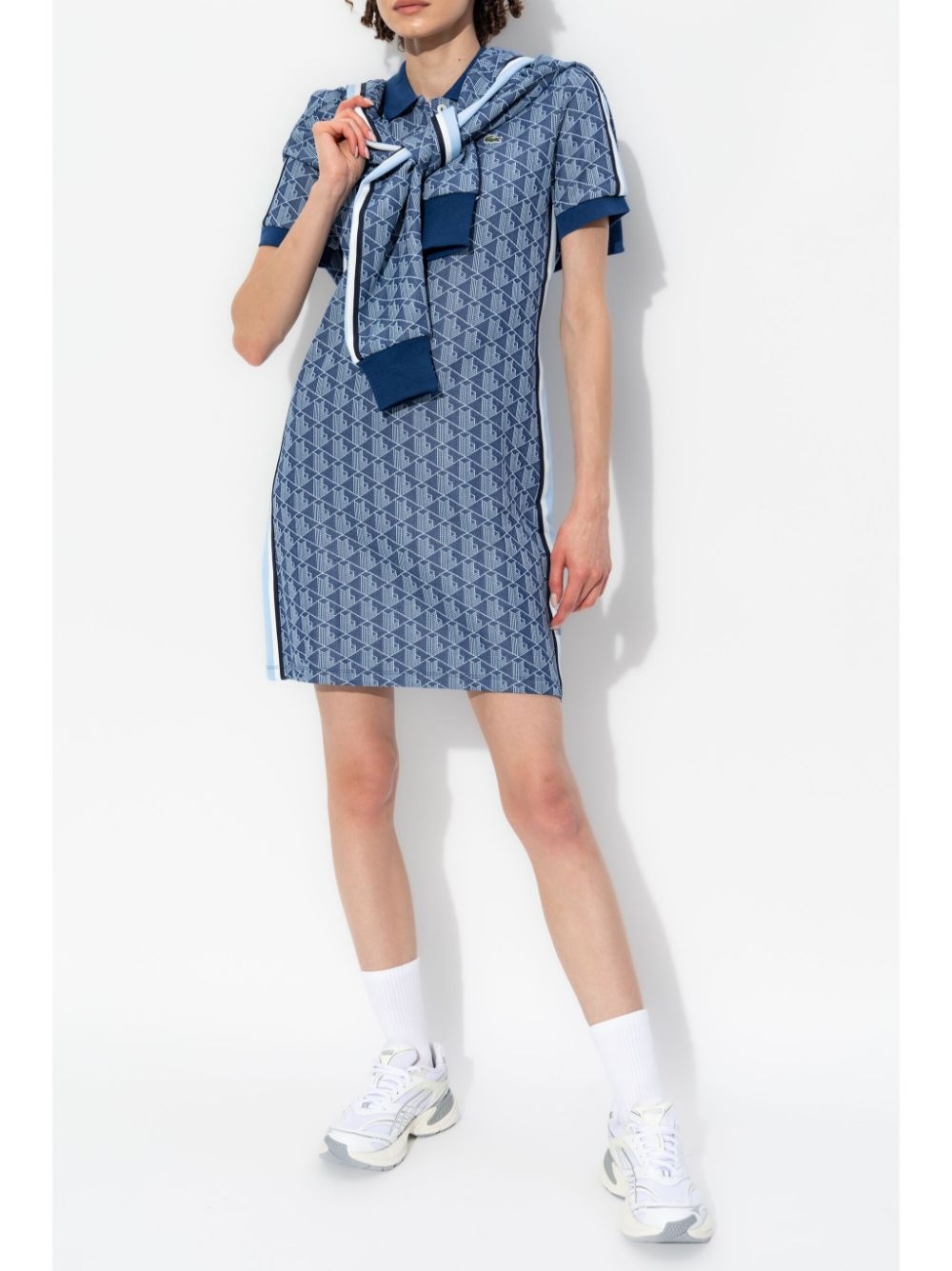 monogram-jacquard polo dress - 2
