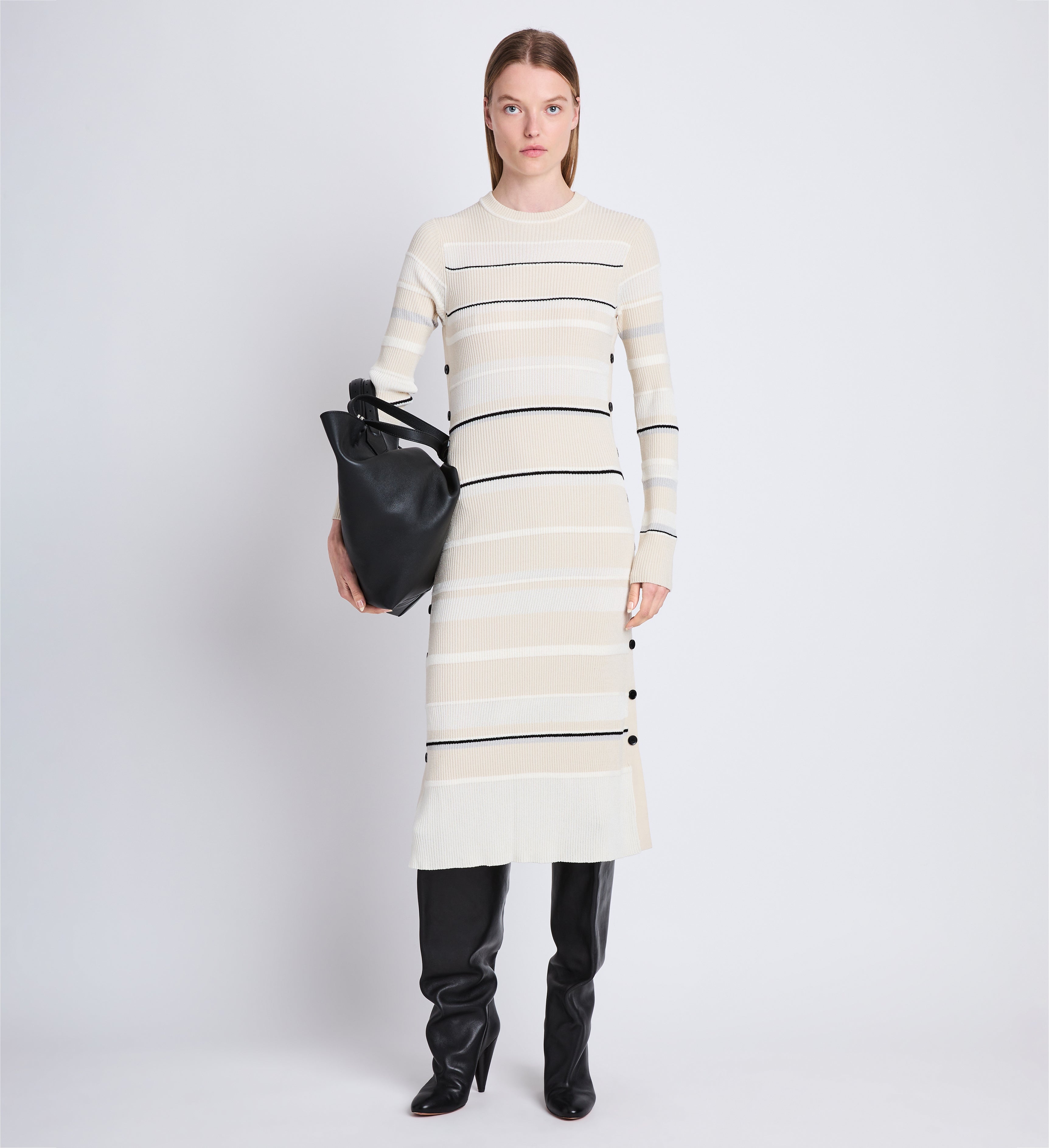 Rachel Dress in Textured Striped Knit - 2