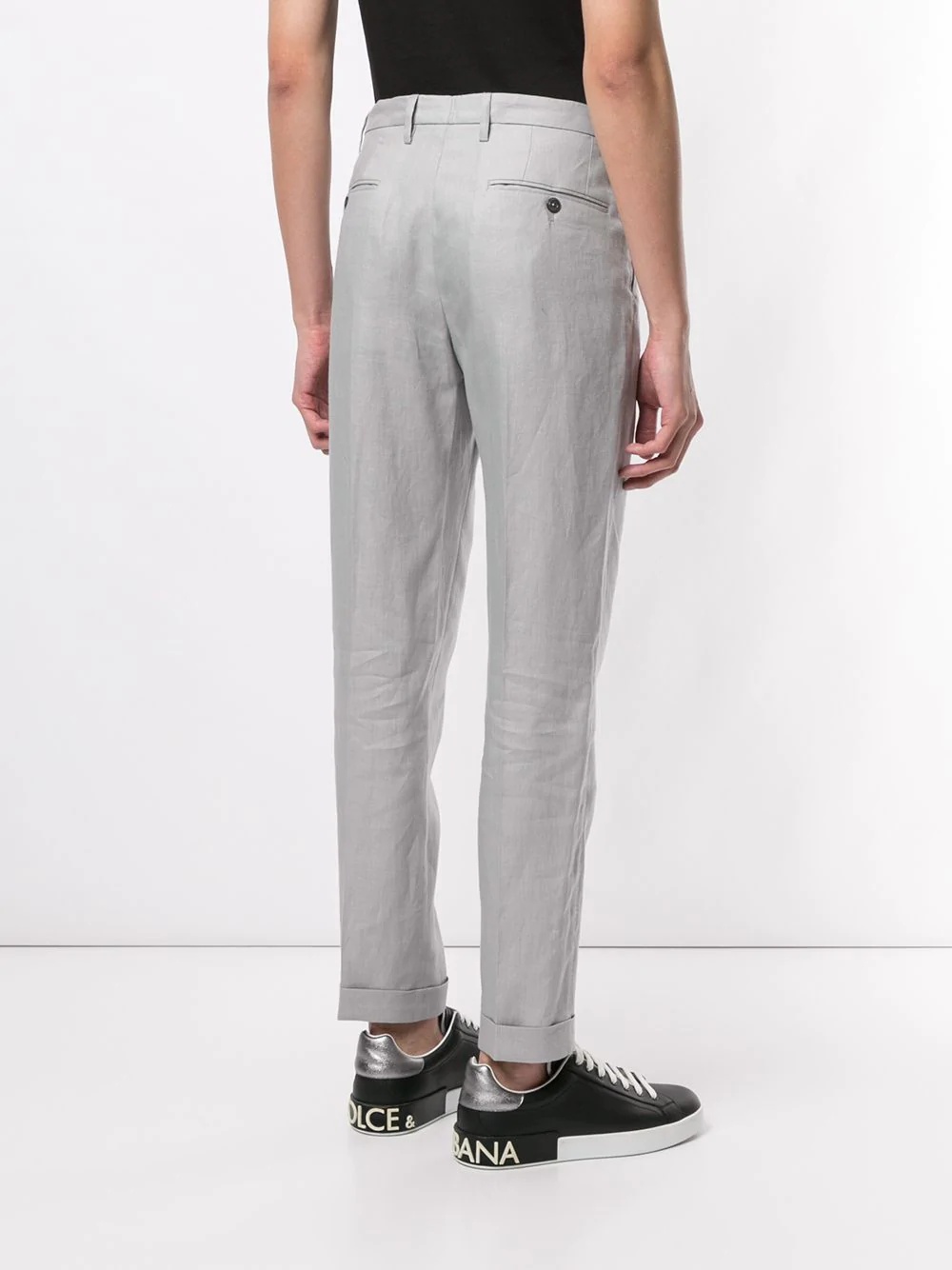 straight-leg linen trousers - 4