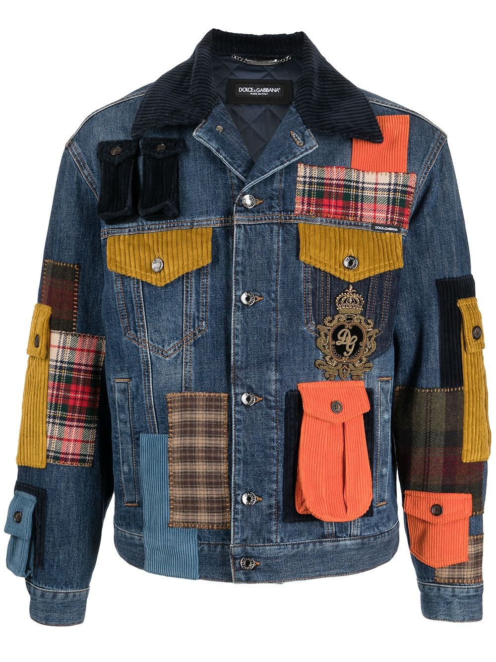 patchwork contrast-collar denim jacket - 1