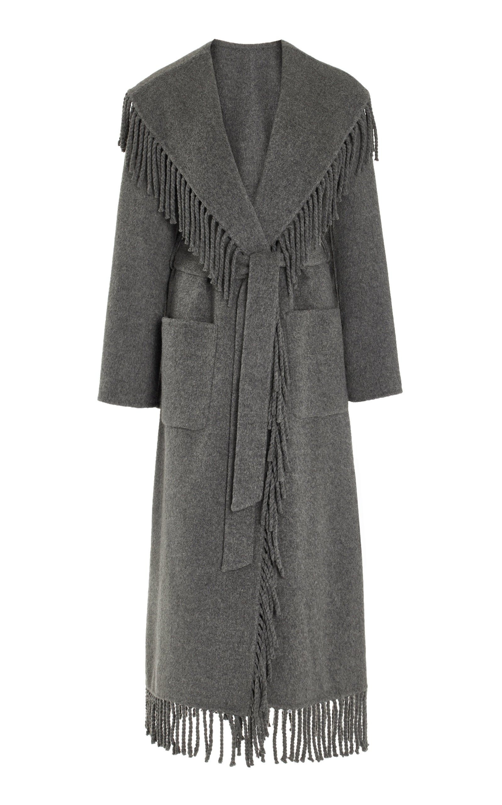 Carrie Fringed Robe Coat grey - 1