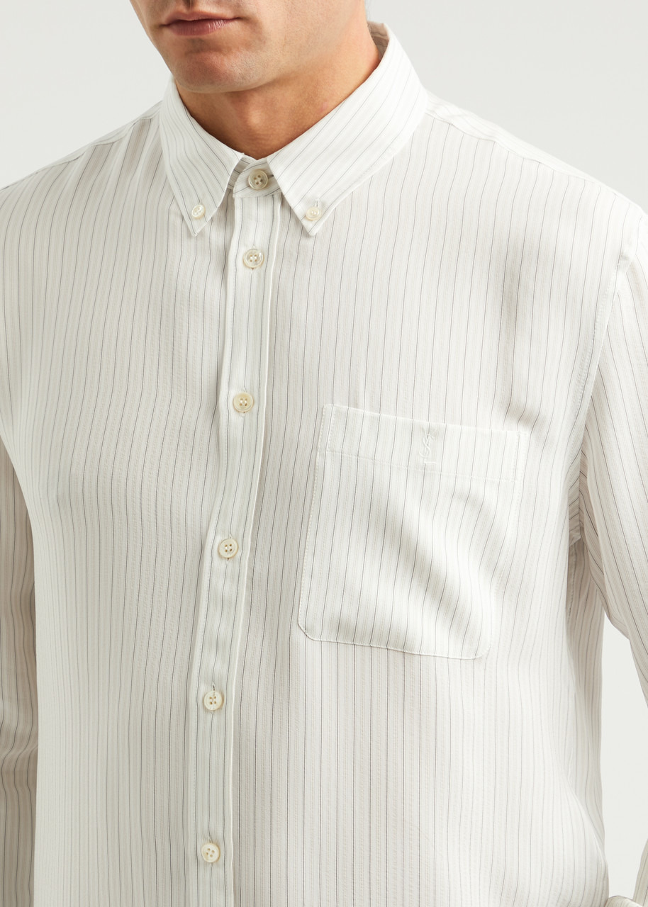 Striped silk crepe de chine shirt - 5