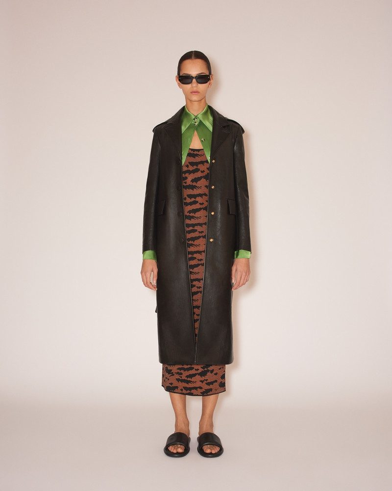 KENNA - Regenerated leather hooded coat - Black 3