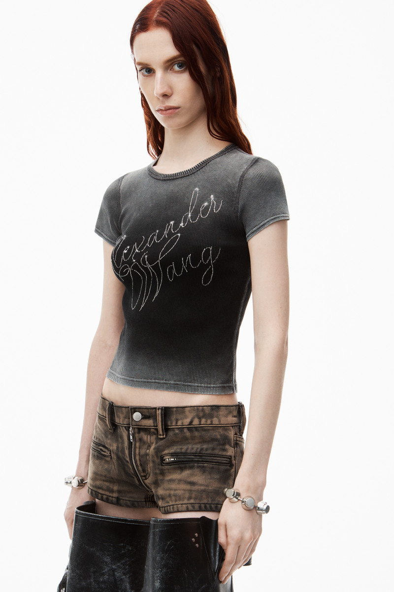 Crystal Hotfix Tee in Ribbed Jersey 5