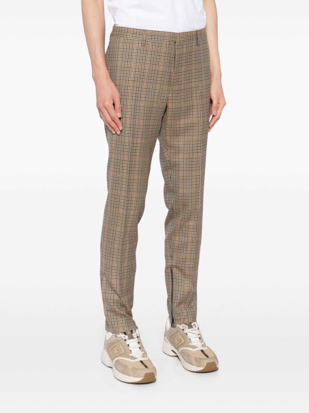 checked tapered trousers - 3