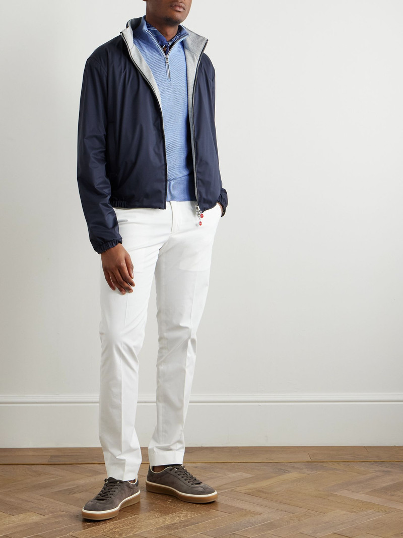 Ralph Lauren Mulberry Silk and Cotton-Blend Half-Zip Sweater Blue outlook