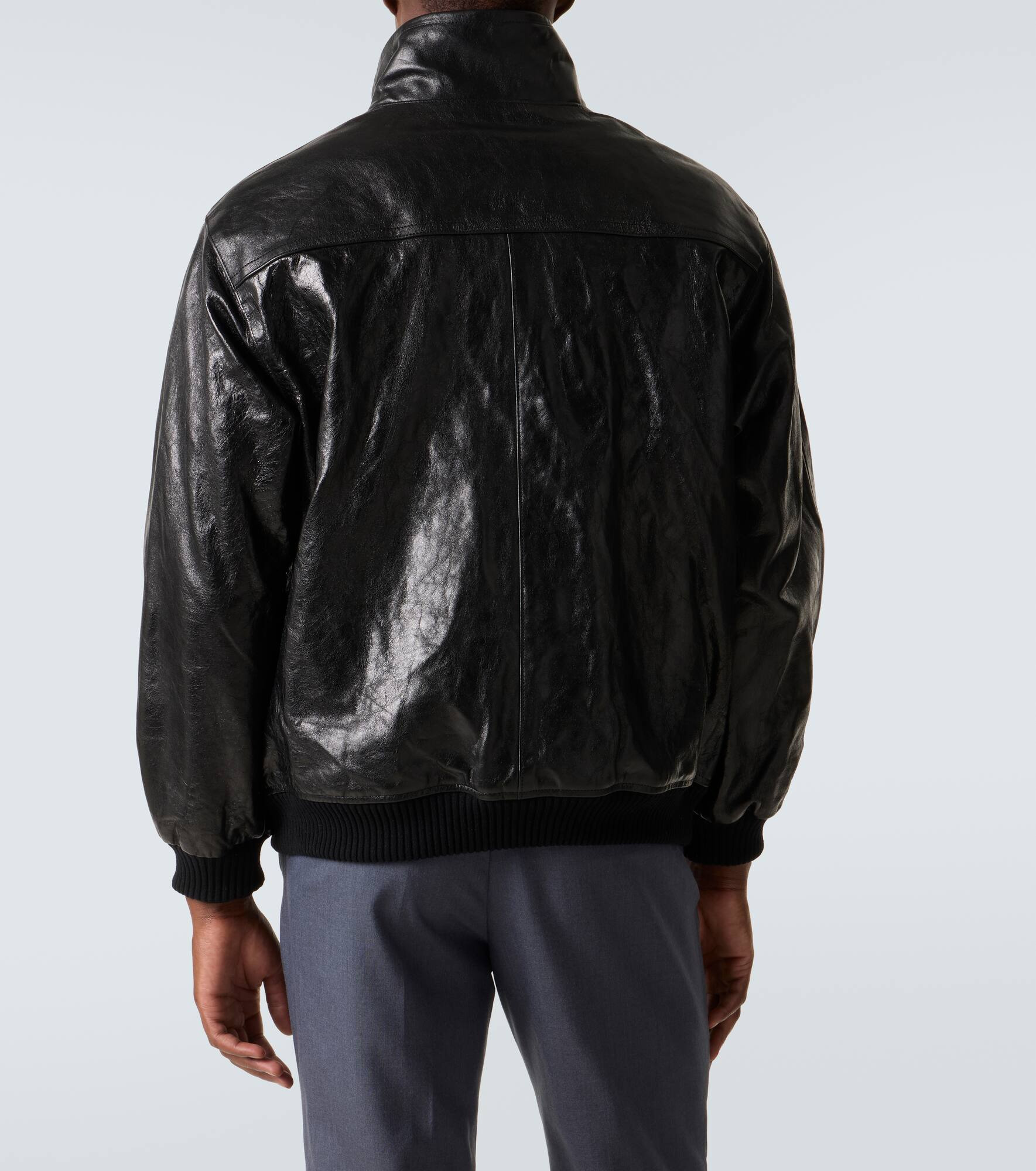 Leather bomber jacket - 4