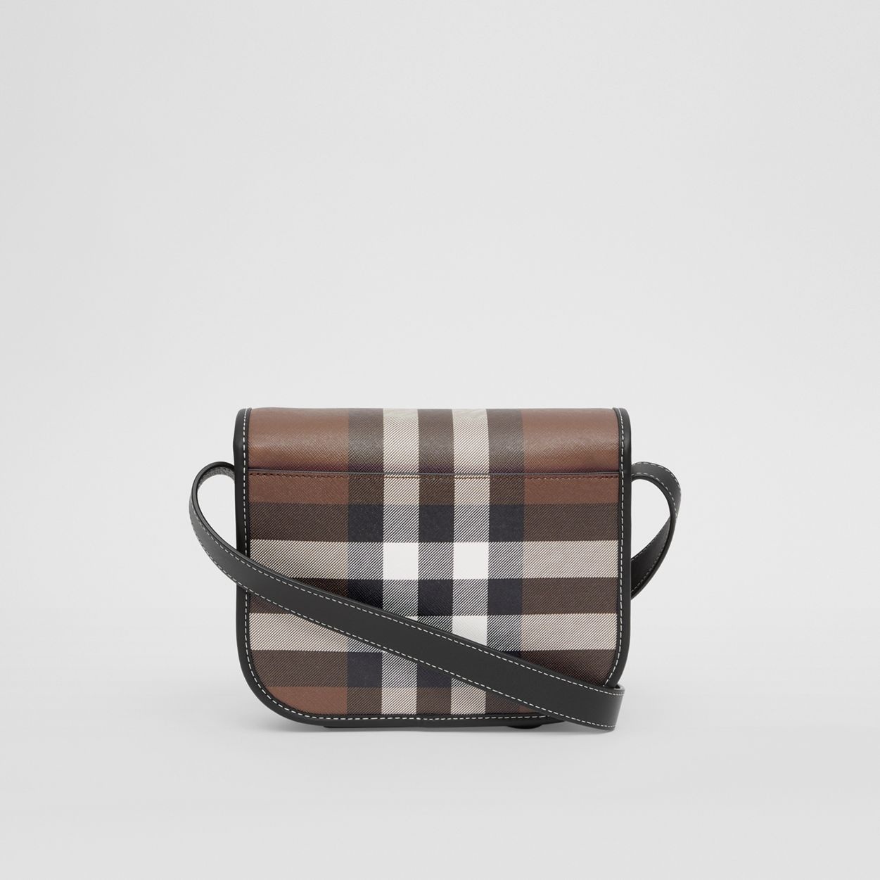 Check Print and Leather Messenger Bag - 10