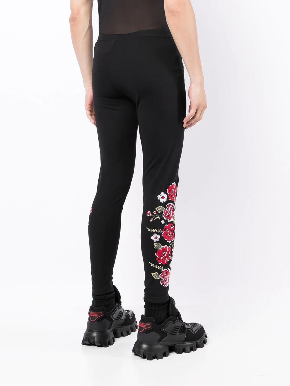 floral embroidered leggings - 3