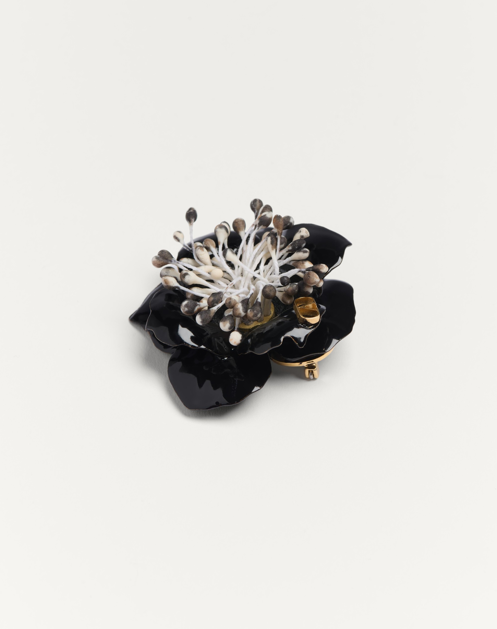 VALENTINO GARAVANI FLEUR LUMINEUSE BROOCH IN METAL, ENAMEL AND FABRIC - 2