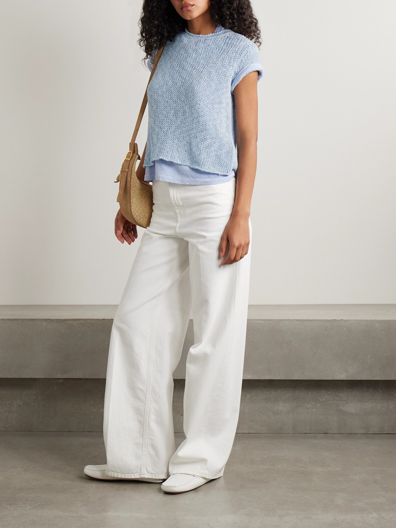 JAMES PERSE Open-knit Cotton And Linen-blend T-shirt outlook