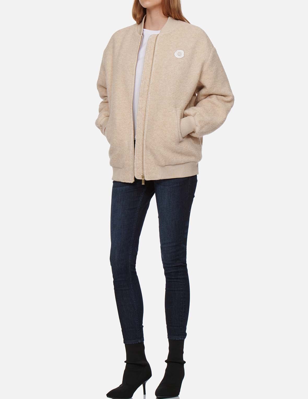 Fur Seagull Insert Padded Sherpa Bomber Jacket - 4