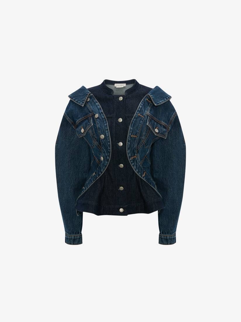 Denim Trompe L’oeil Jacket in Blue - 1