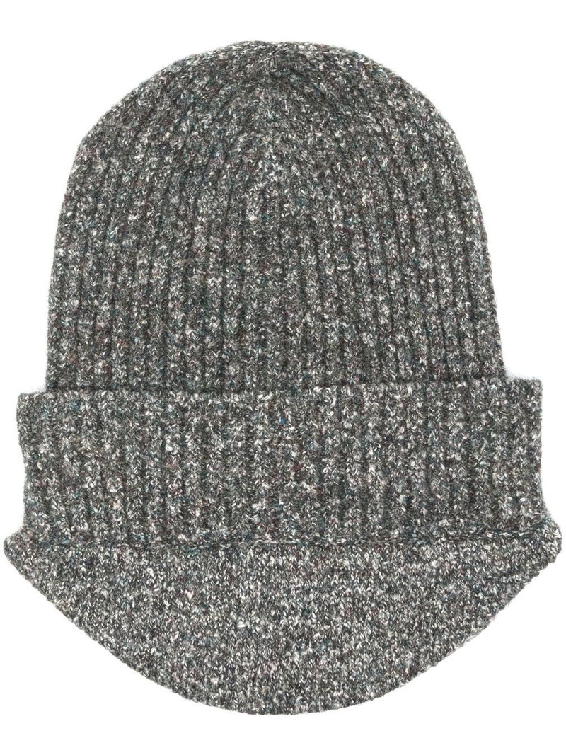 mélange-effect ribbed-knit beanie 1