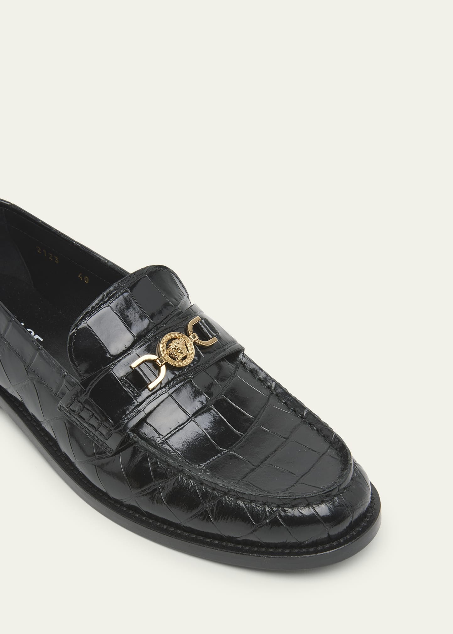Men's Croc-Effect Medusa Coin Bit Loafers - 5