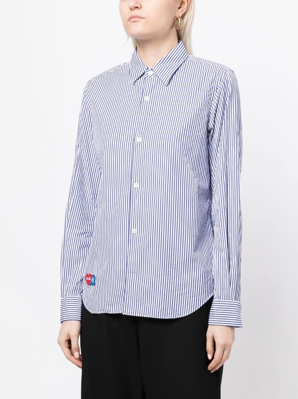 x Invader pixelated-heart striped shirt - 3