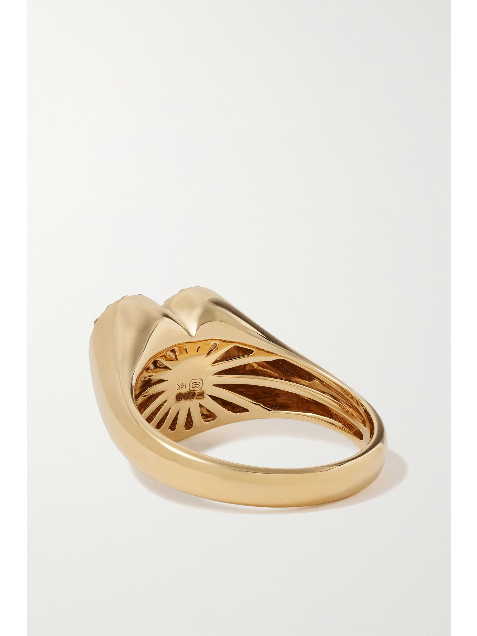 Heart Marquis Eye 14-karat gold diamond signet ring Gold - 3