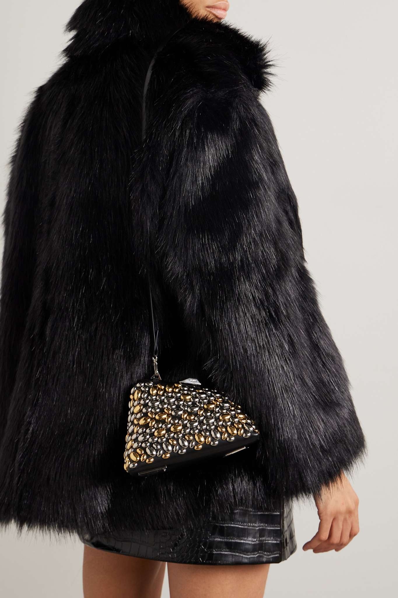 Midnight embellished leather clutch - 6