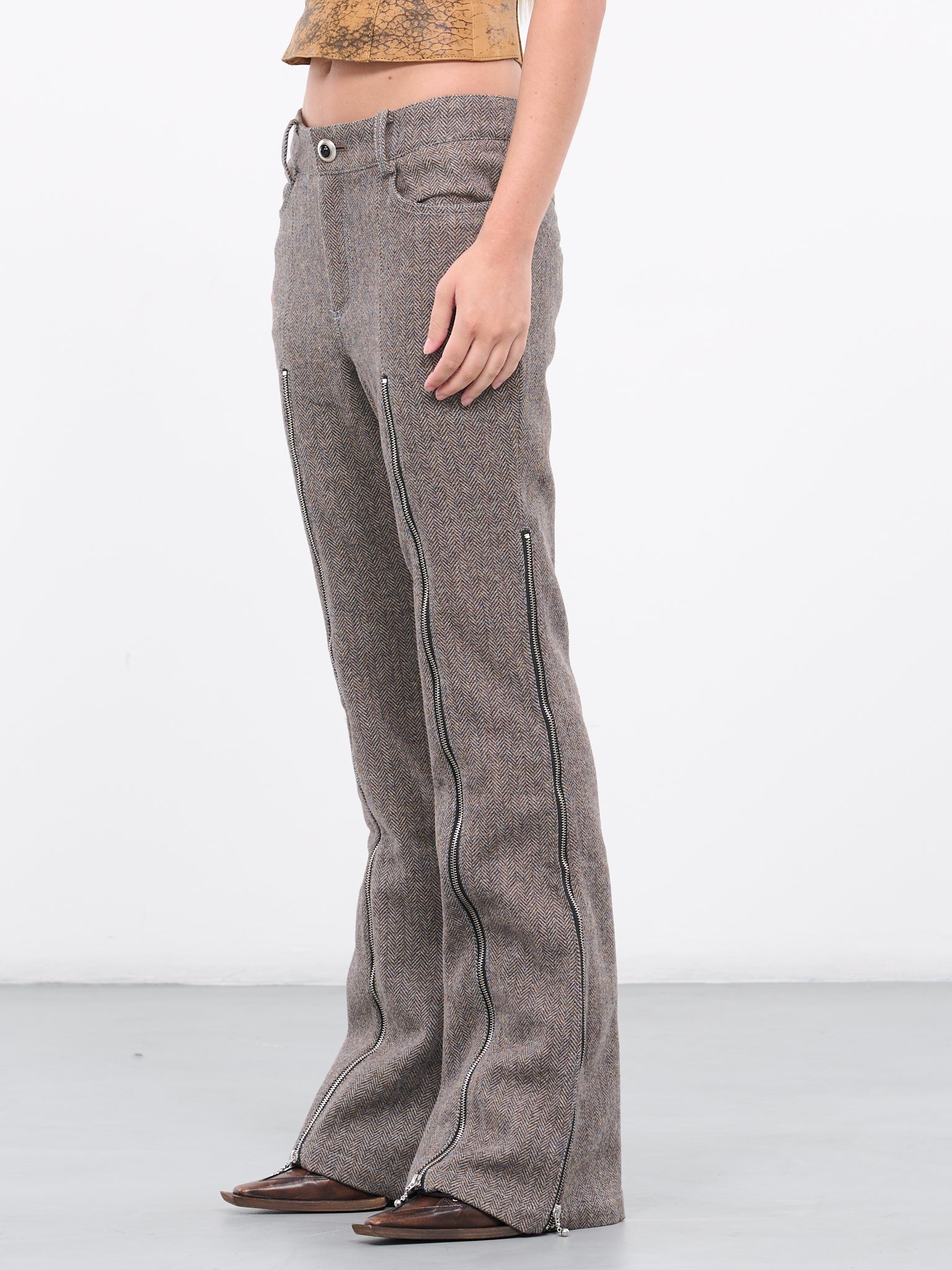 Andersson Bell Aika Herringbone Zip-up Bell Trouser