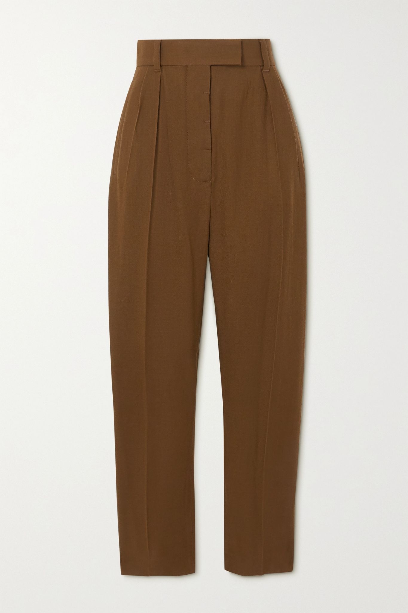 Meditation pleated straight-leg wool-twill pants - 1