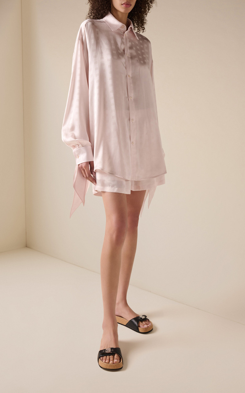 BALENCIAGA Logo-Jacquard Silk Boxer Shorts white outlook