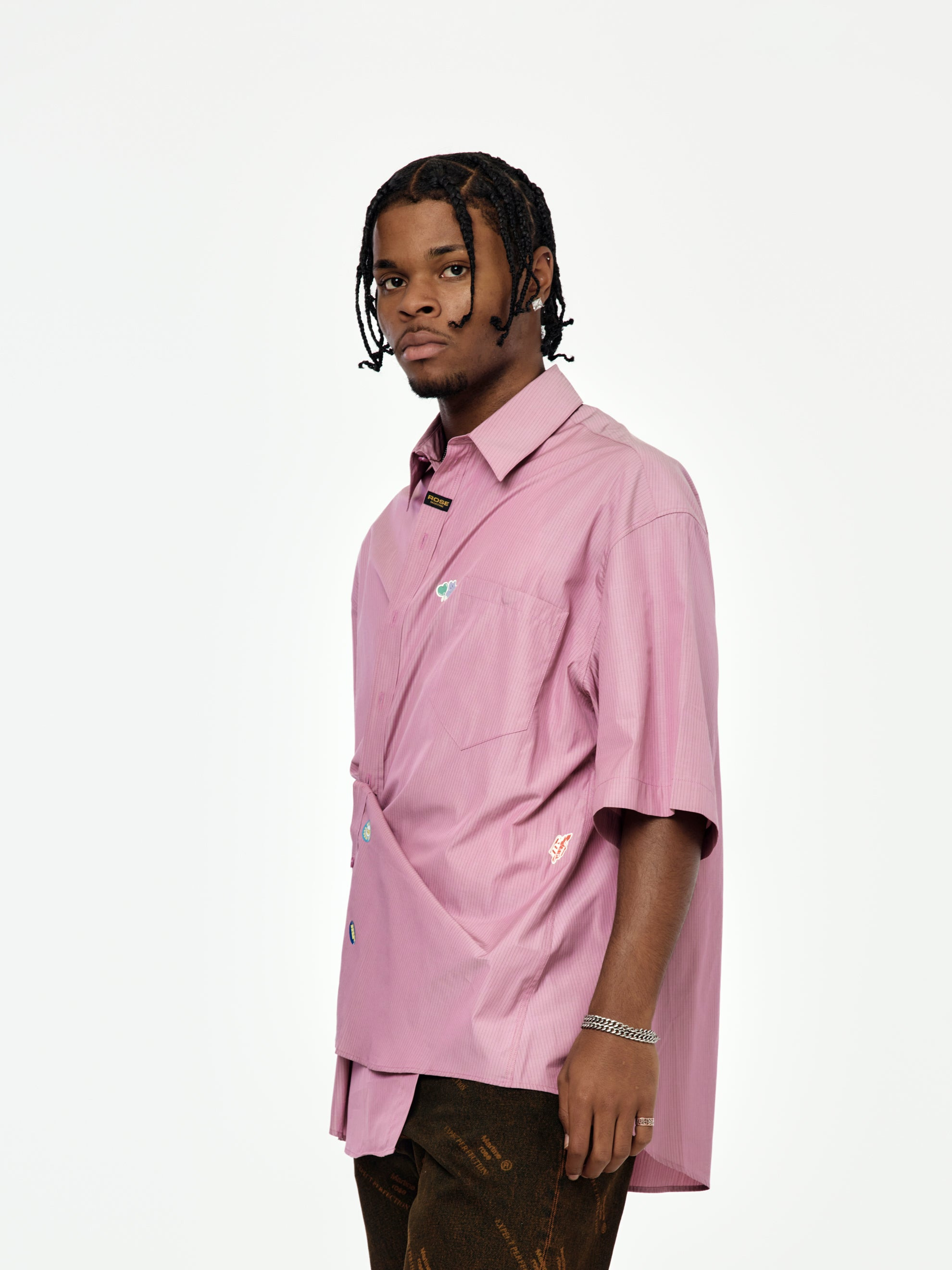 STRIPE S/S BOXY WRAP SHIRT (PURPLE/BLACK) - 2