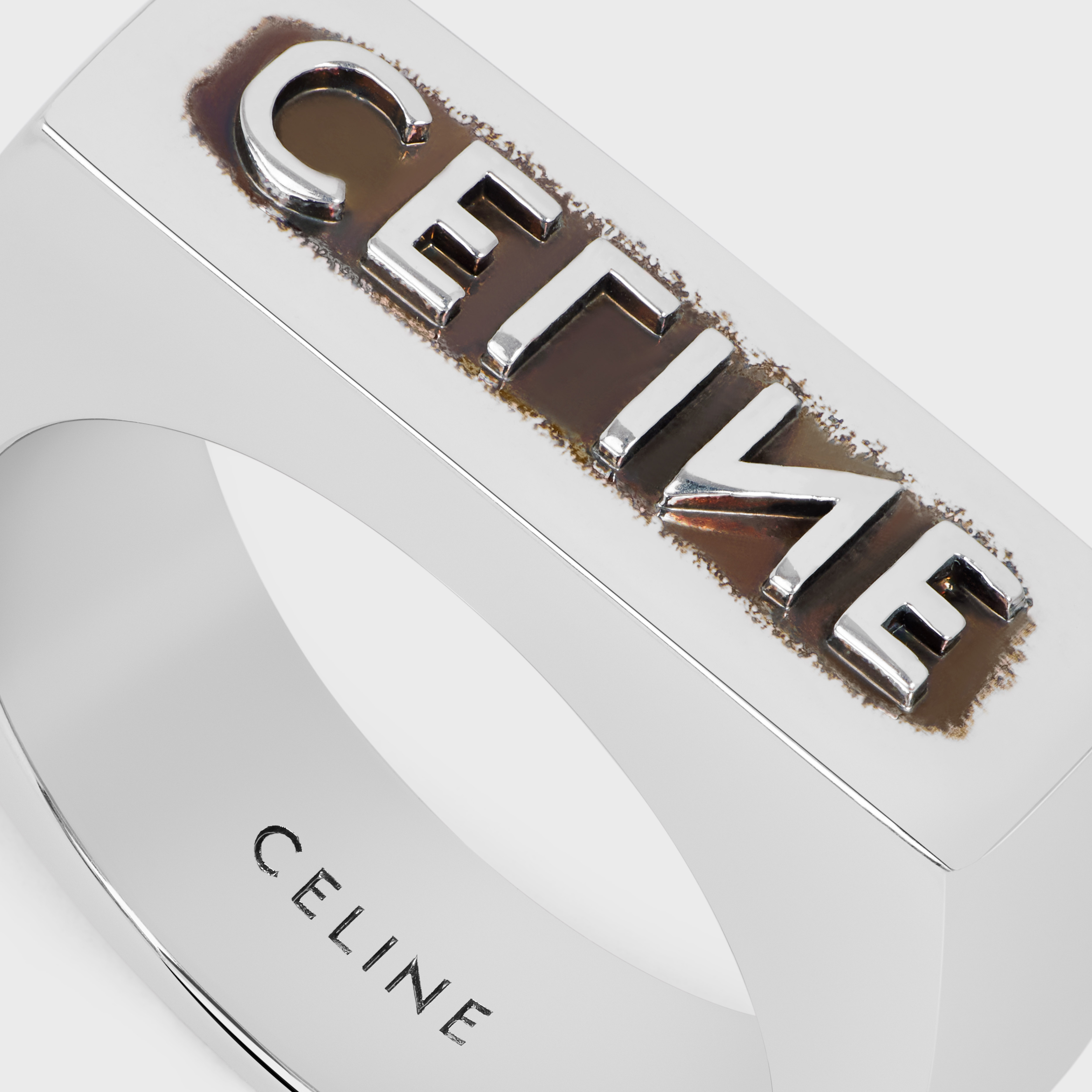 Celine Monochroms Stamp Ring in Brass with Rhodium Finish - 4