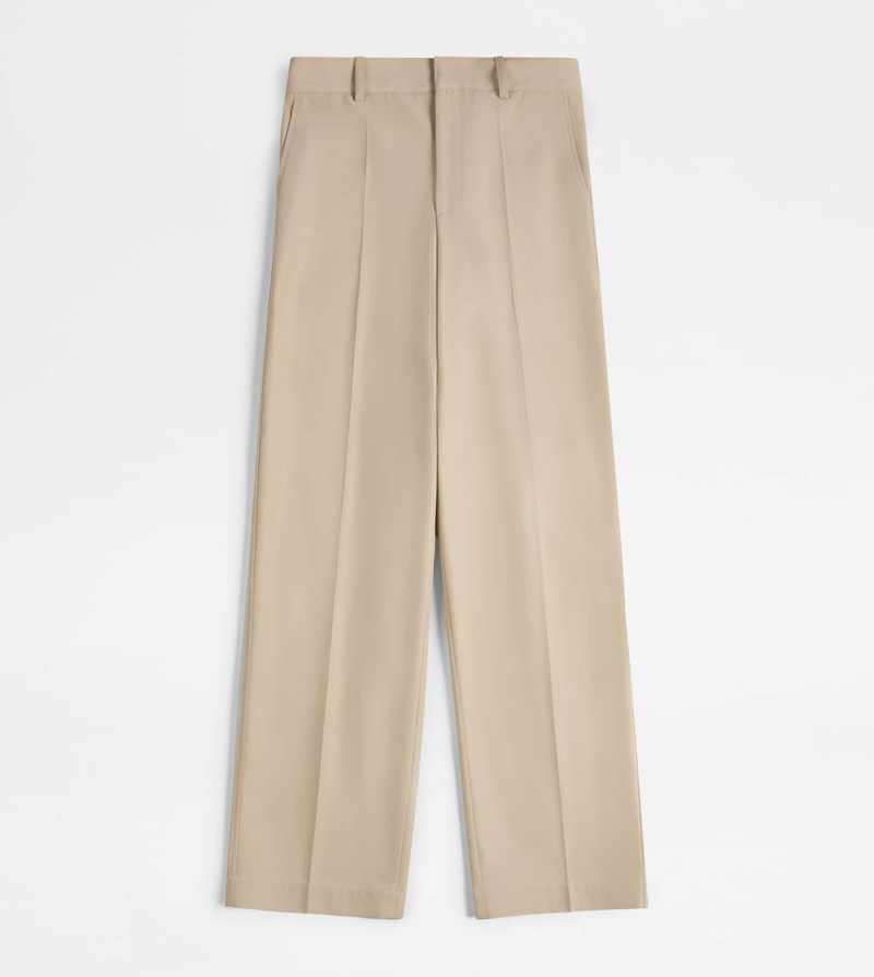 PANTS IN COTTON BLEND WOOL - BROWN - 1