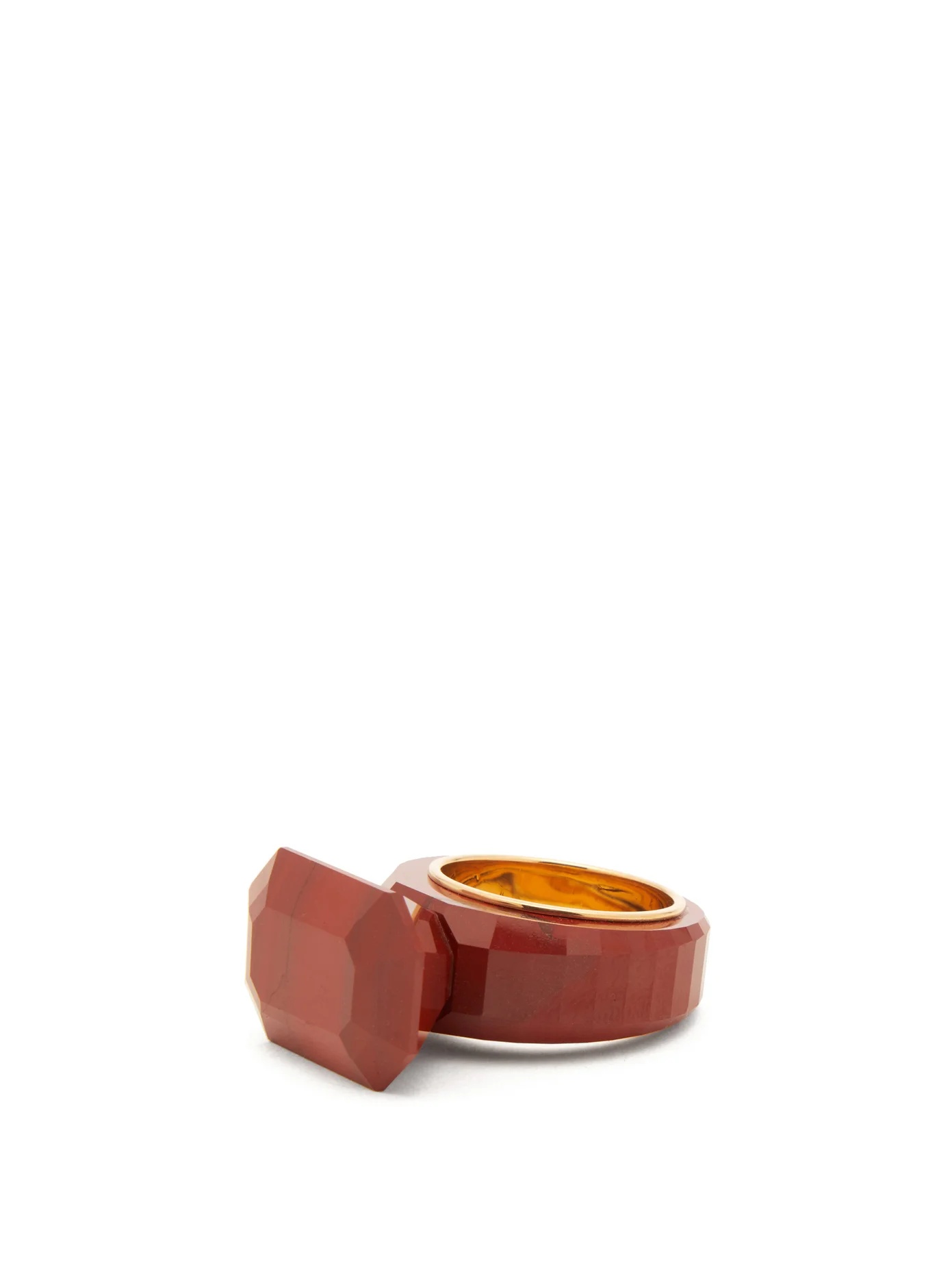 Faceted jasper gold-plated ring - 3